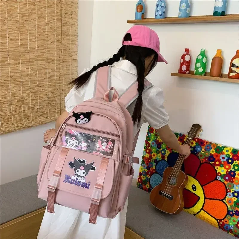 

Милые рюкзаки Kuromi Cinnamoroll Sanrio в Корейском стиле, рюкзаки для детей, сумка для кампуса, школьная сумка, аниме