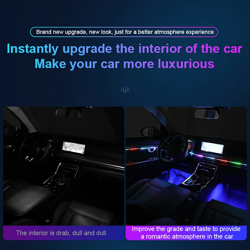 22 IN 1 Universal Car Interior Ambient Light Strip RGB LED Symphony Atmosphere Light decorazione della porta del cruscotto con controllo App