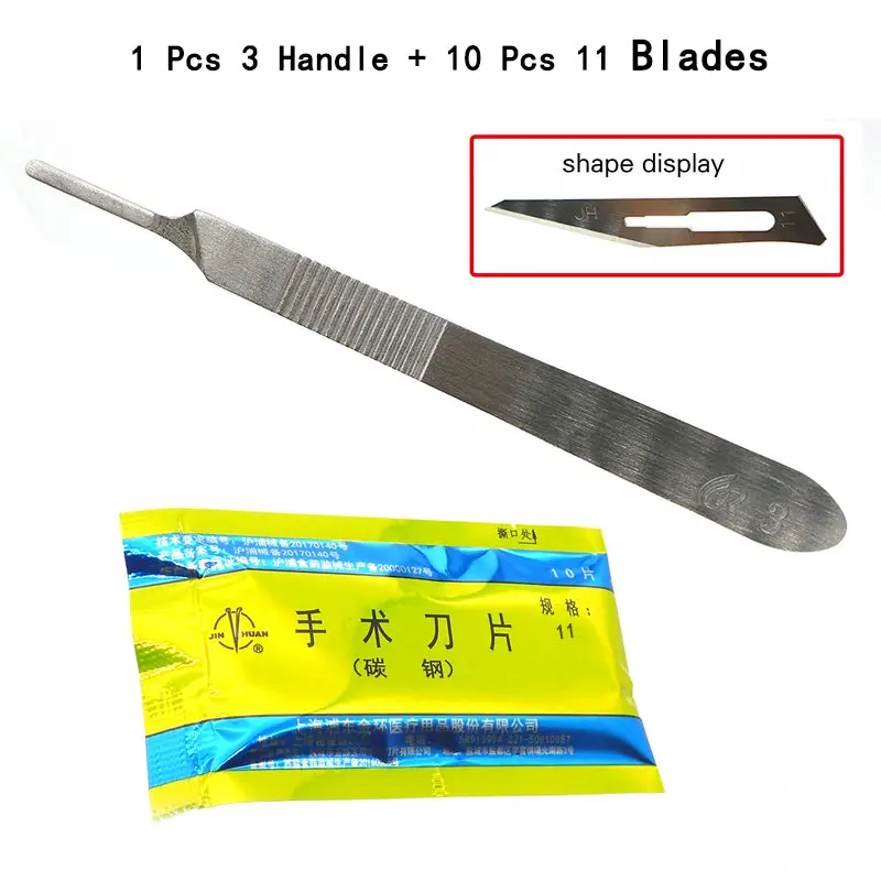 10 stücke #10#11#15#23 Skalpell Klingen und Griff für Dermaplaning Dental Medizinische DIY Schneiden PCB Reparatur Labor Tier Chirurgische Messer – Detail 8