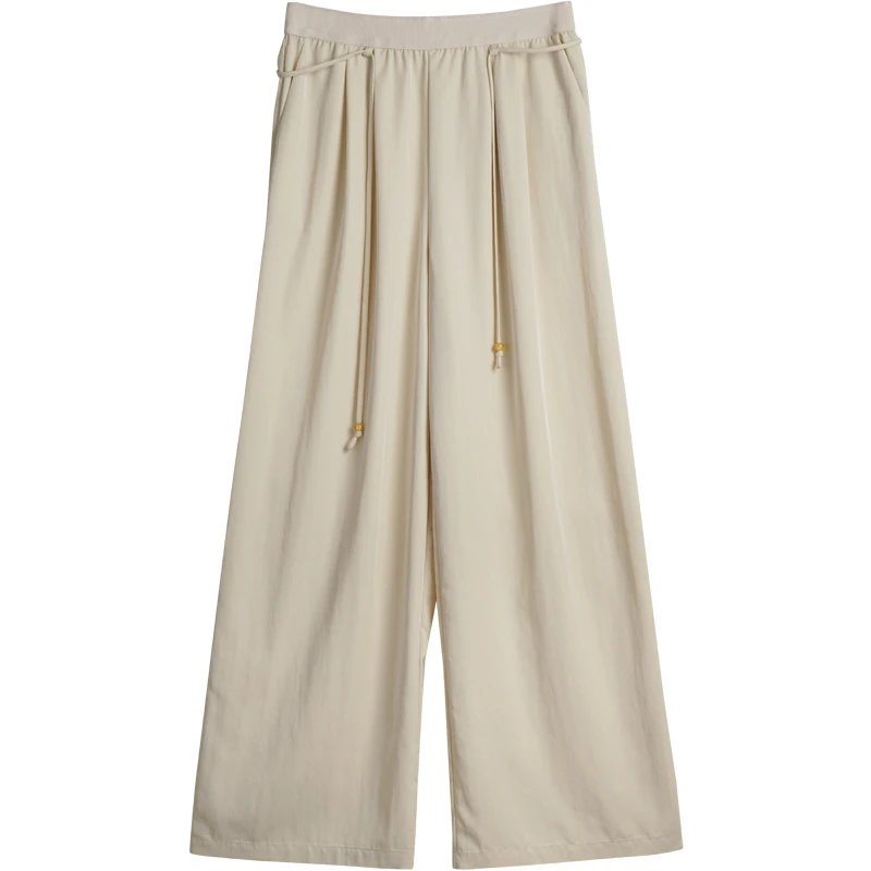 OLrain بنطال نسائي بأرجل مستقيمة 2026 ربيعي غير رسمي مطوي وحزام ربط بنطلون جيوب للإجازات سروال متوسط الخصر O58CK003182