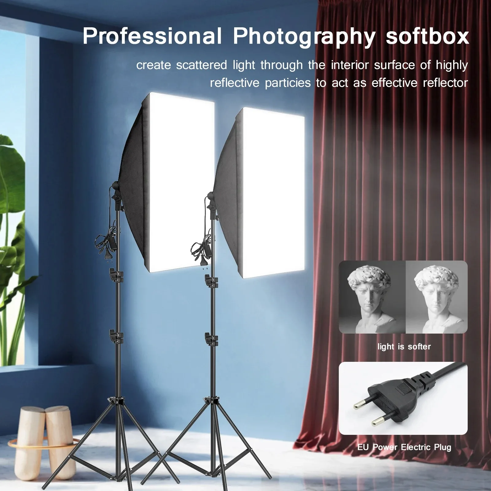 Professional Photography Softbox Lighting Soft Box with Tripod E27 Photographic Bulb Continuous Light System for Photo Studio view 2