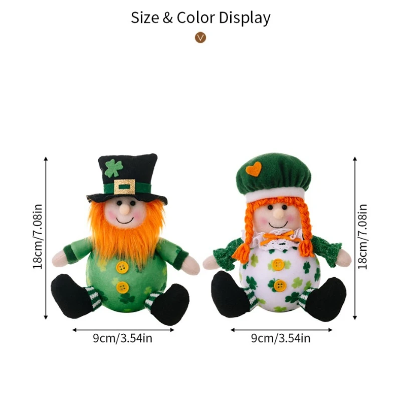 Irish Green Leaf Festival Decorations St. Patrick's Day Green Gnome Pendant Ball Doll Ornament For Home Party Door Hanging Decor