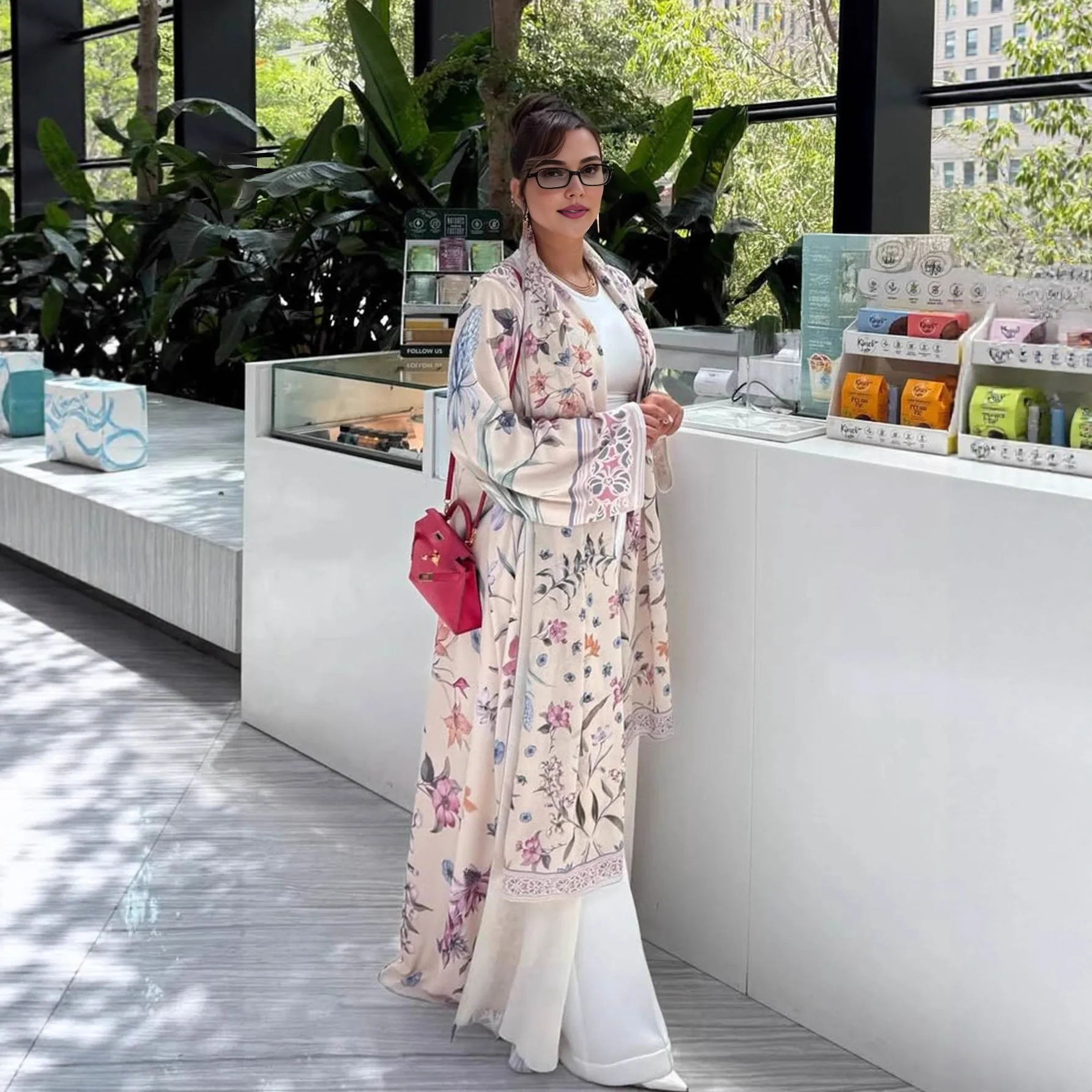 New Arrival Women's Dress Open Abaya Hijab Set Muslim Dress with Hijab Scarf Shawl Floral Islamic Clothing for Eid Daily Wearing