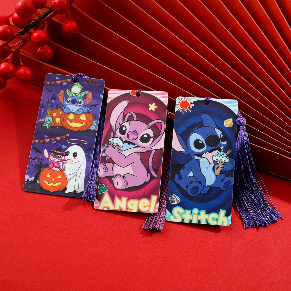 1pcs Anime Stitch Bookmark With Tassel Acrylic Bookmark For Book Lovers Cartoon Fans Collection Reading Markers