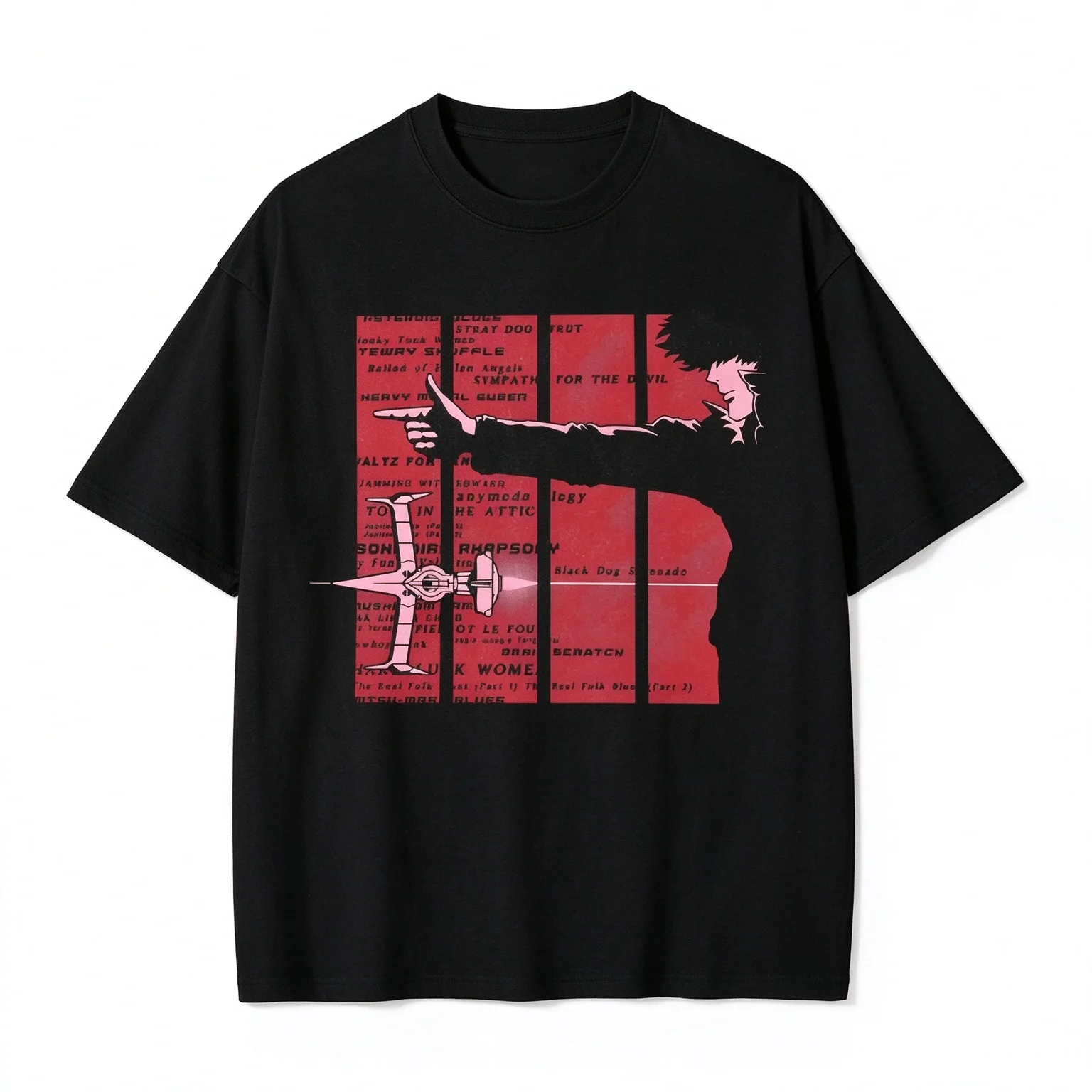 Manga Cowboy Bebop Spike Spiege Graphic T Shirt Vintage Washed Oversized T-Shirts Short Sleeve Cotton Soft Tee Men Women Clothes