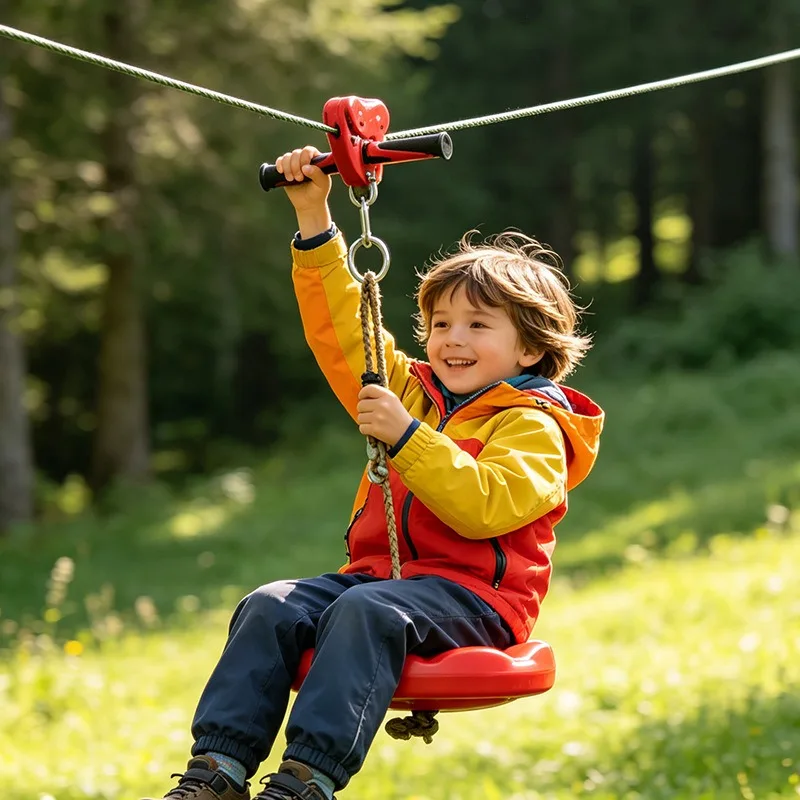 Wire pulley set Outdoor DIY zipline zipline, hand-held pulley with roller skating combination swing