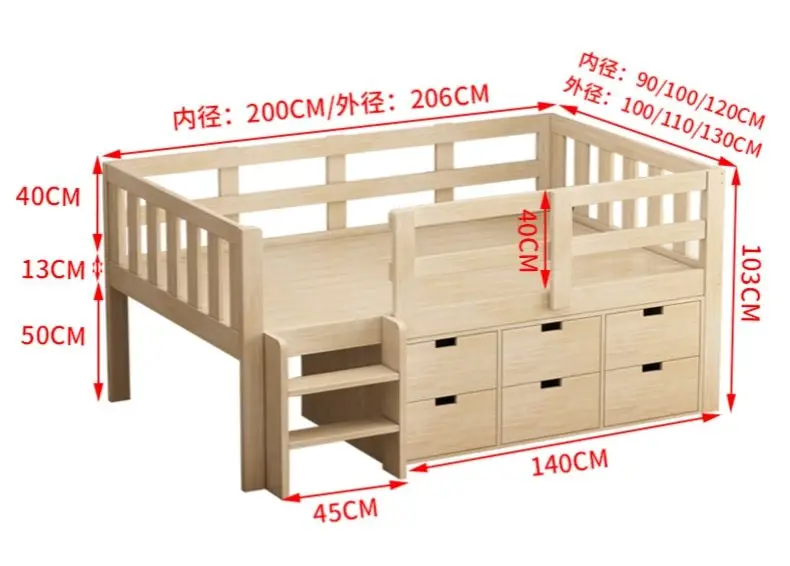 Fabrik Preis Modernes Design Kinder Schlafzimmer Möbel Set Massivholz Kinder Hochbett Lagerung Kinder Etagenbetten Holz Kinder Schlafzimmer
