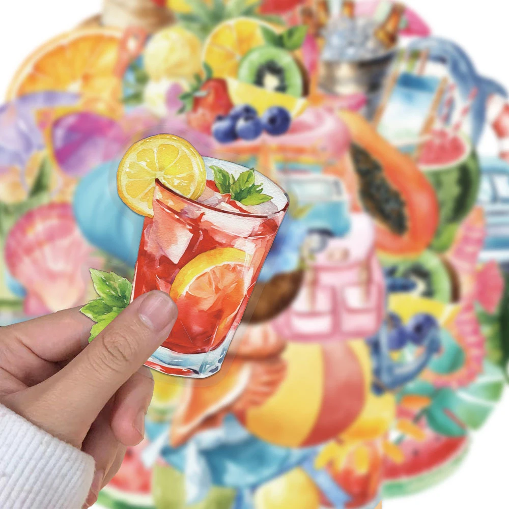 

10/30/50pcs Transparent Summer Fresh Beach Style Stickers Ocean Aesthetic Cartoon Decals Laptop Scrapbook Phone Sticker Packing