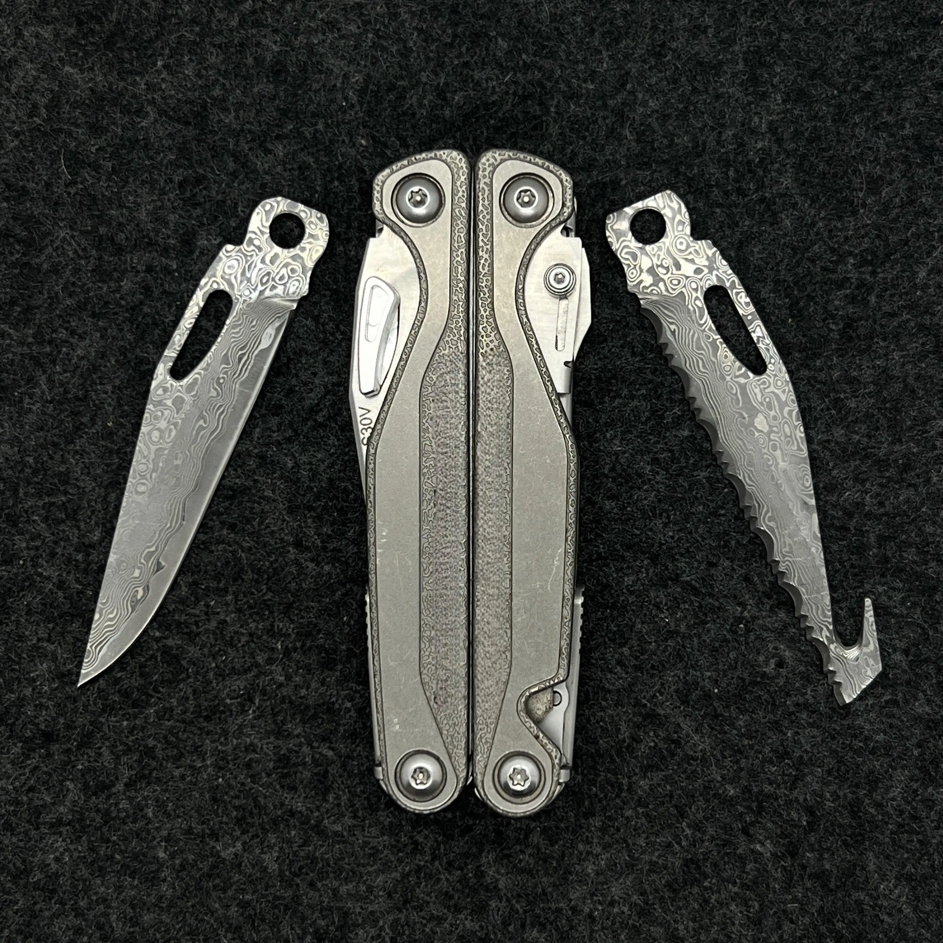 VG10 Damascus Steel Replacement Blade For leatherman TTI Wave Signal Main Knife and Serrated Knife DIY Accessories