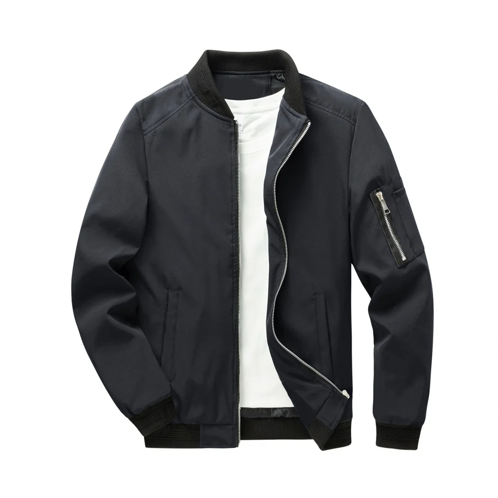 

Spring Autumn Men's Jacket Zipper Stand Collar Solid Color Breathable Simple Style Outwear Windproof Male Casual Jackets