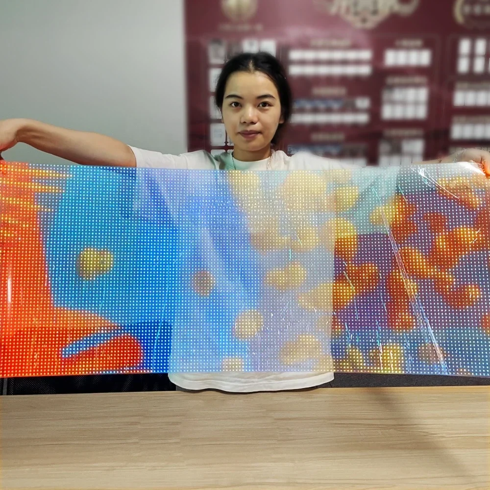 

High Transparency Window Led Curtain P3.91 Indoor Transparent Led Film Screen Glass Led flexible Display