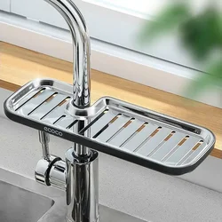 Fregadero de almacenamiento de artefactos de acero inoxidable, cesta de drenaje de trapo, estante de grifo en estantes de baño para baño, accesorios de cocina