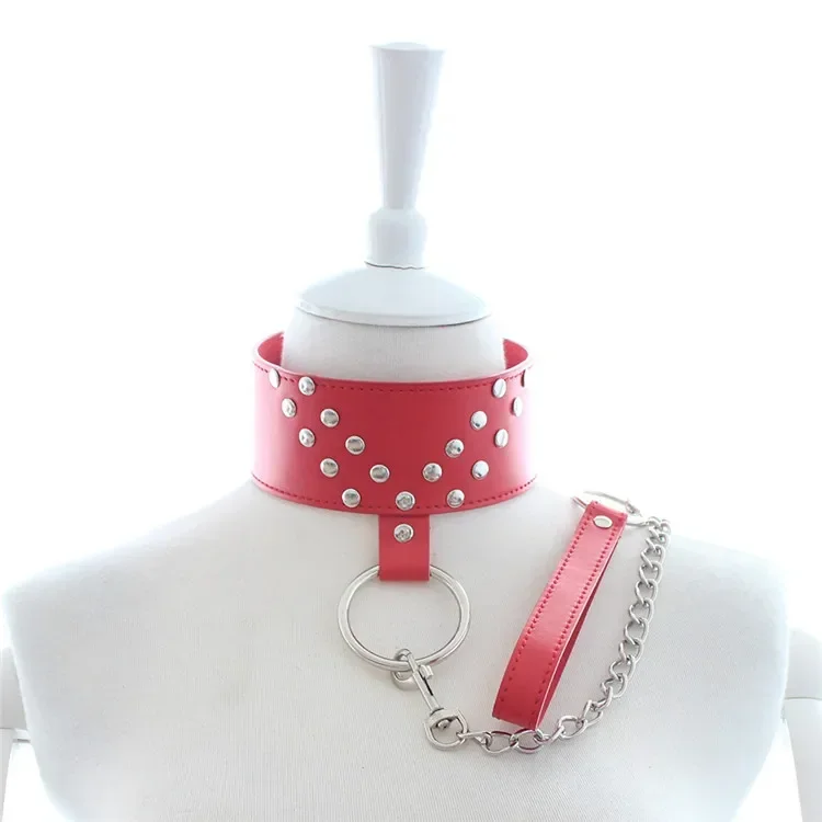 Collar Bdsm de cuero PU, cadena de hierro, collares de esclavo, Collar de Bondage para mujer, juguete sexual para pareja, producto para adultos, ataduras eróticas