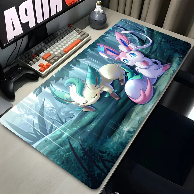 Large Pink Cute Mousepad XXL Gaming Computer Accessories P-pokemon Sylveon Keyboard Desk Mat Girl Gamer Mouse Pad Kawaii Carpet