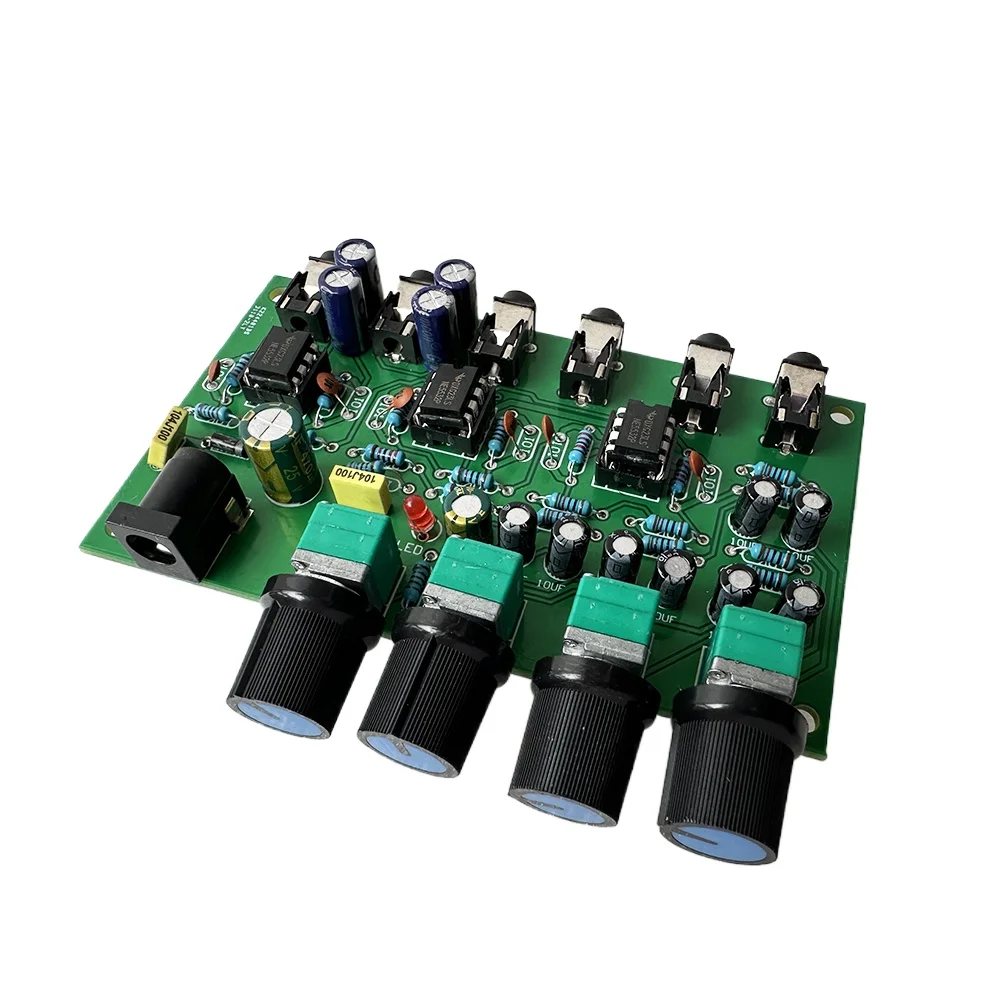 4 Ways Audio Mixing Amplifier Board Stereo 4 in 2 Out for Heaphone Pre-amplifier 16ohm-600ohms