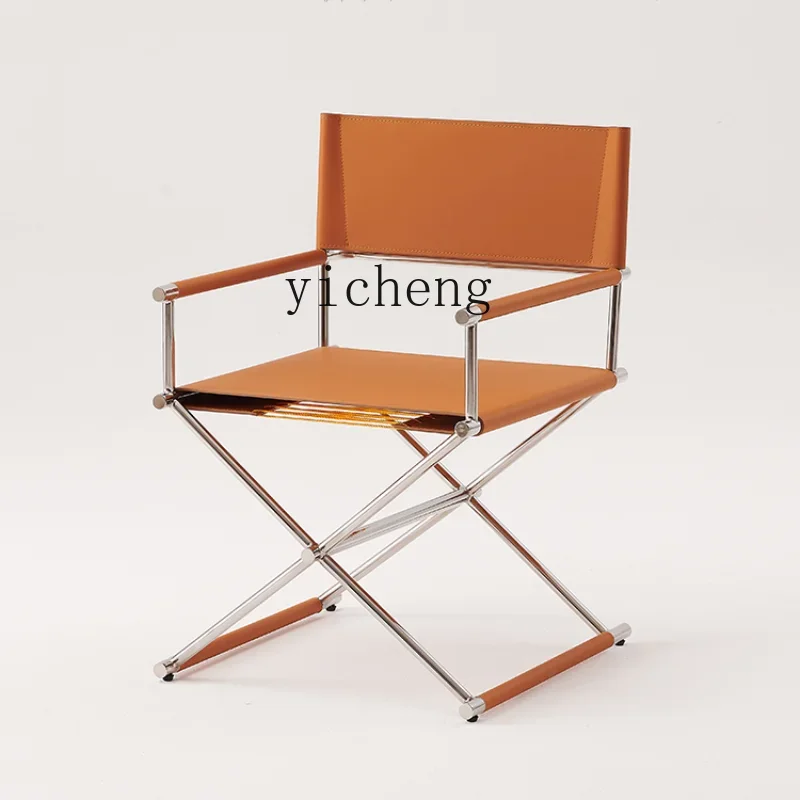 ZC Minimalist Saddle Microfiber Leather Chair High-End Stainless Steel Dining Chair Master Bedroom Study Leisure Master Chair