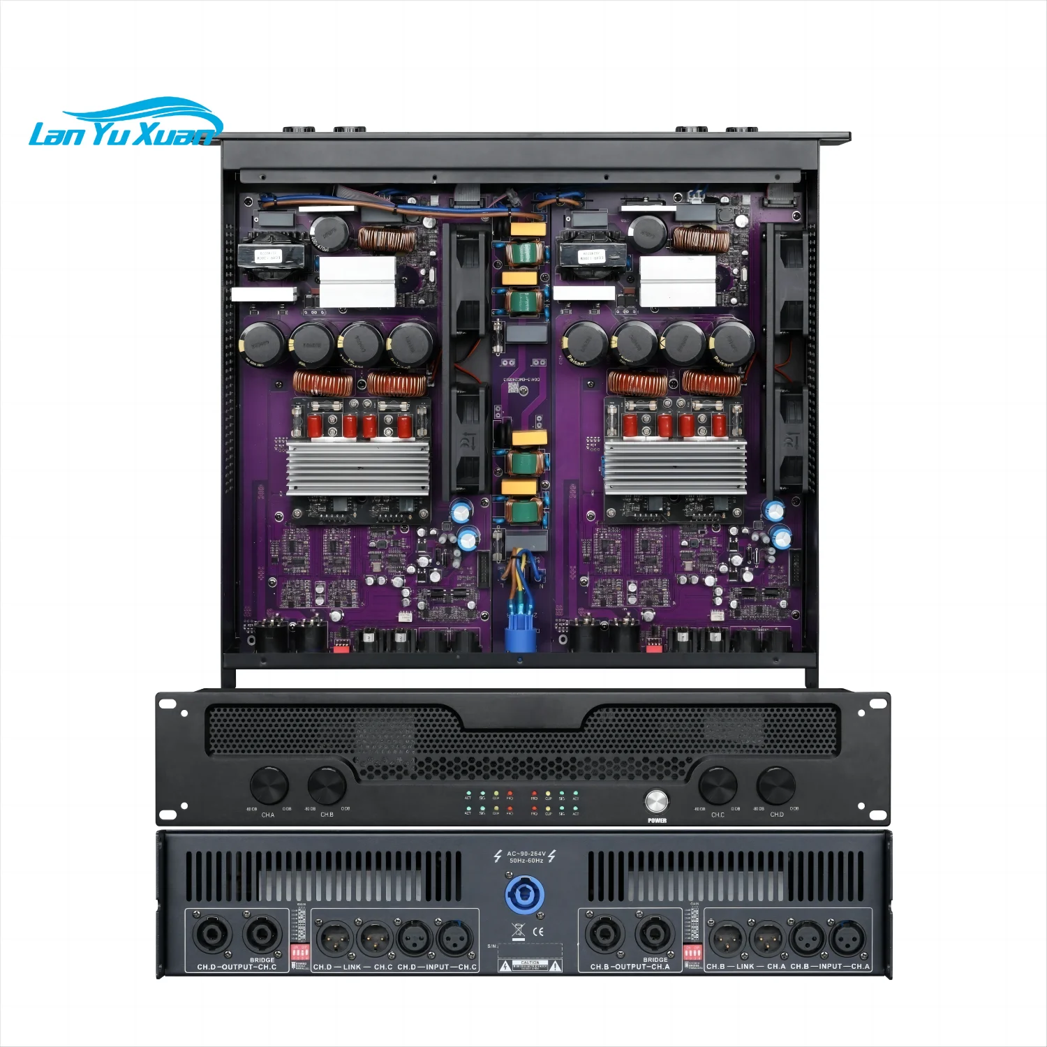 DM Professional 4 Channel Class d 2U Digital Audio Power Amplifier Sound Equipment for Outdoor Stage Performance KTV Conference