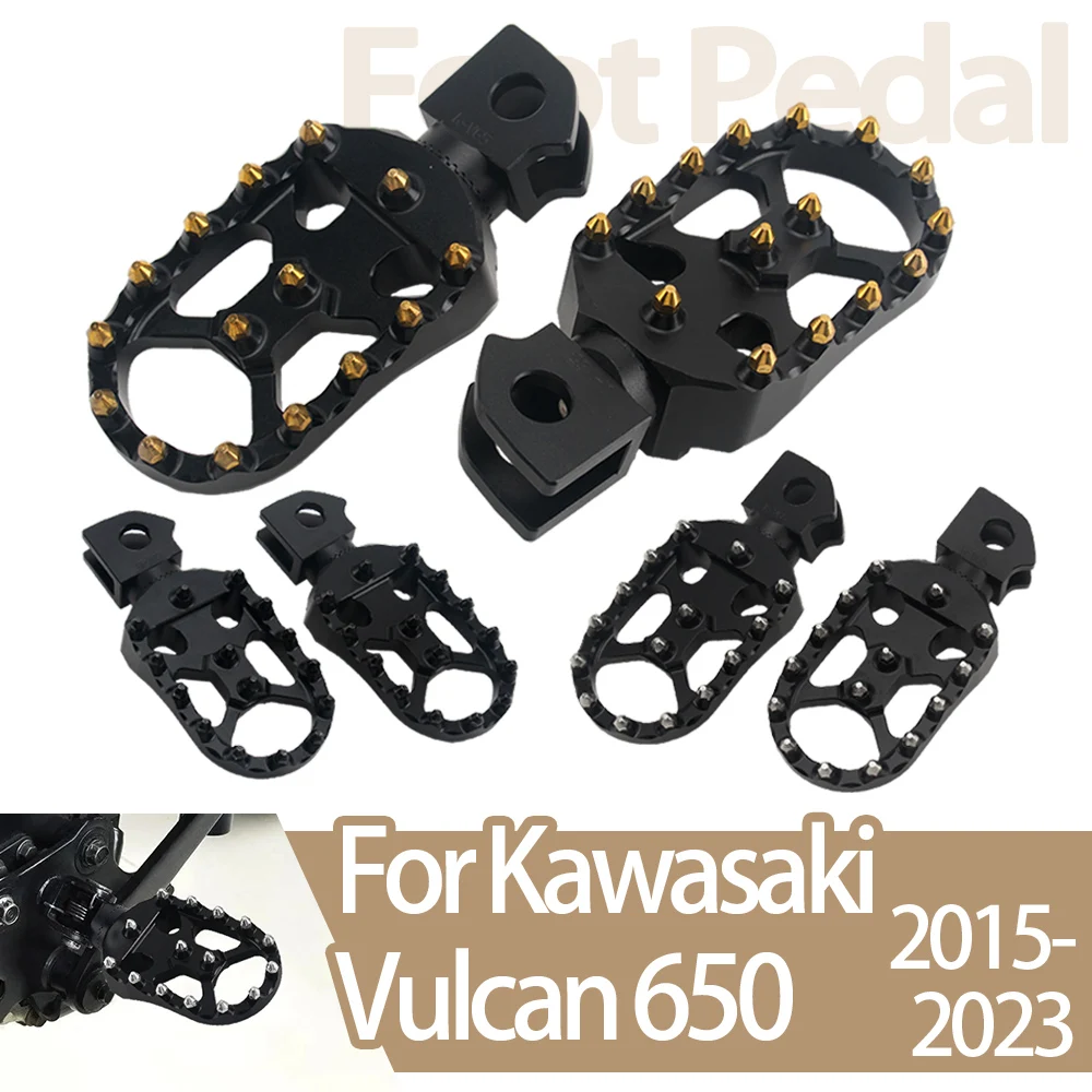 

Алюминиевые подножки с ЧПУ для мотоцикла, кронштейн для педалей, подножка для Kawasaki Vulcan 650 Vulcan 650 2015-2023, передняя подставка для ног водителя