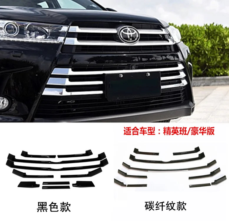 

For 2018-2021 Highlander Front Grille Trim – Black Knight Style Mesh Grille Cover Chrome Decoration Strips Accessories