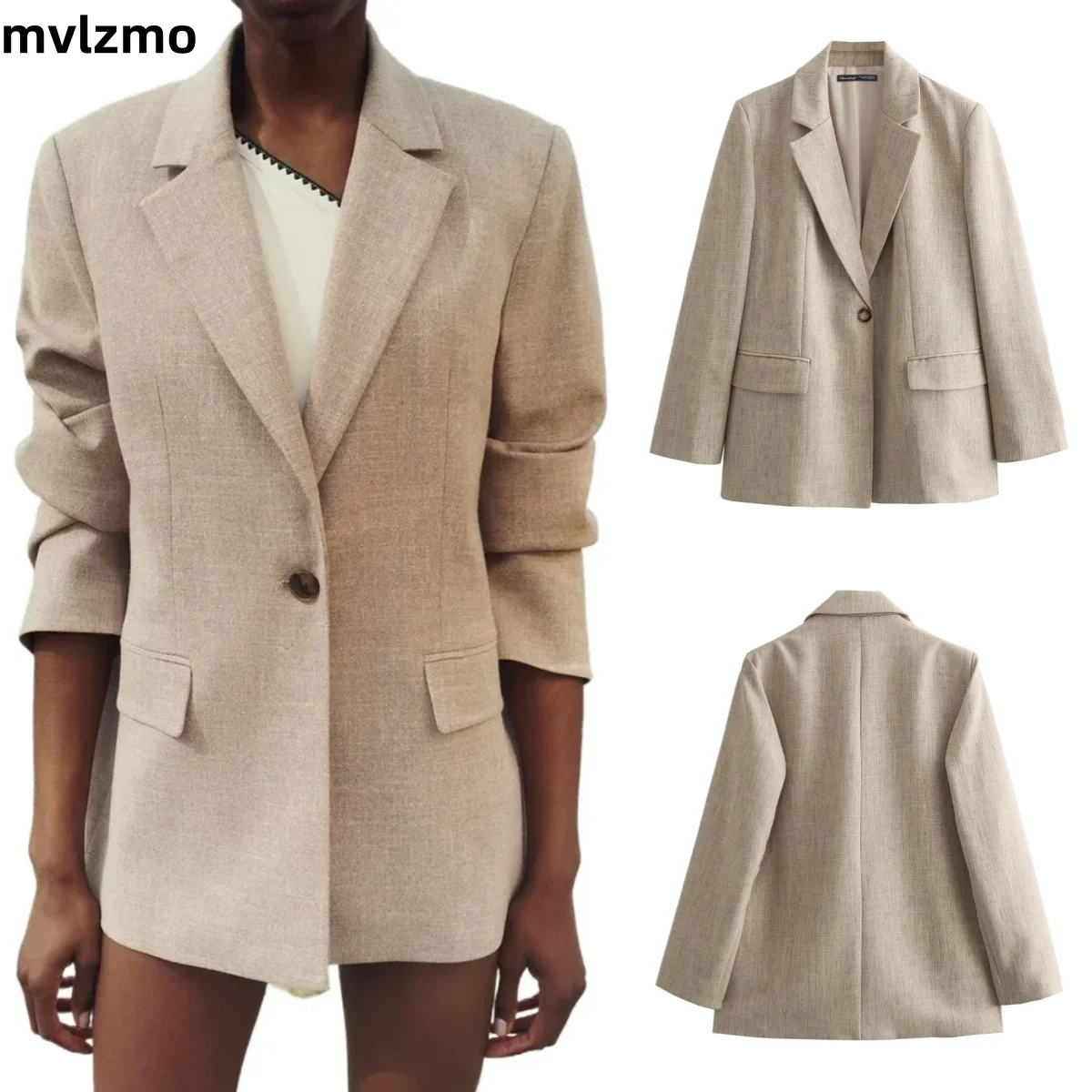 2024 Fashion Business Solid Blazer Women's Work Office Women's Long Sleeve Spring Casual Blazer New Women's Coat Jacket