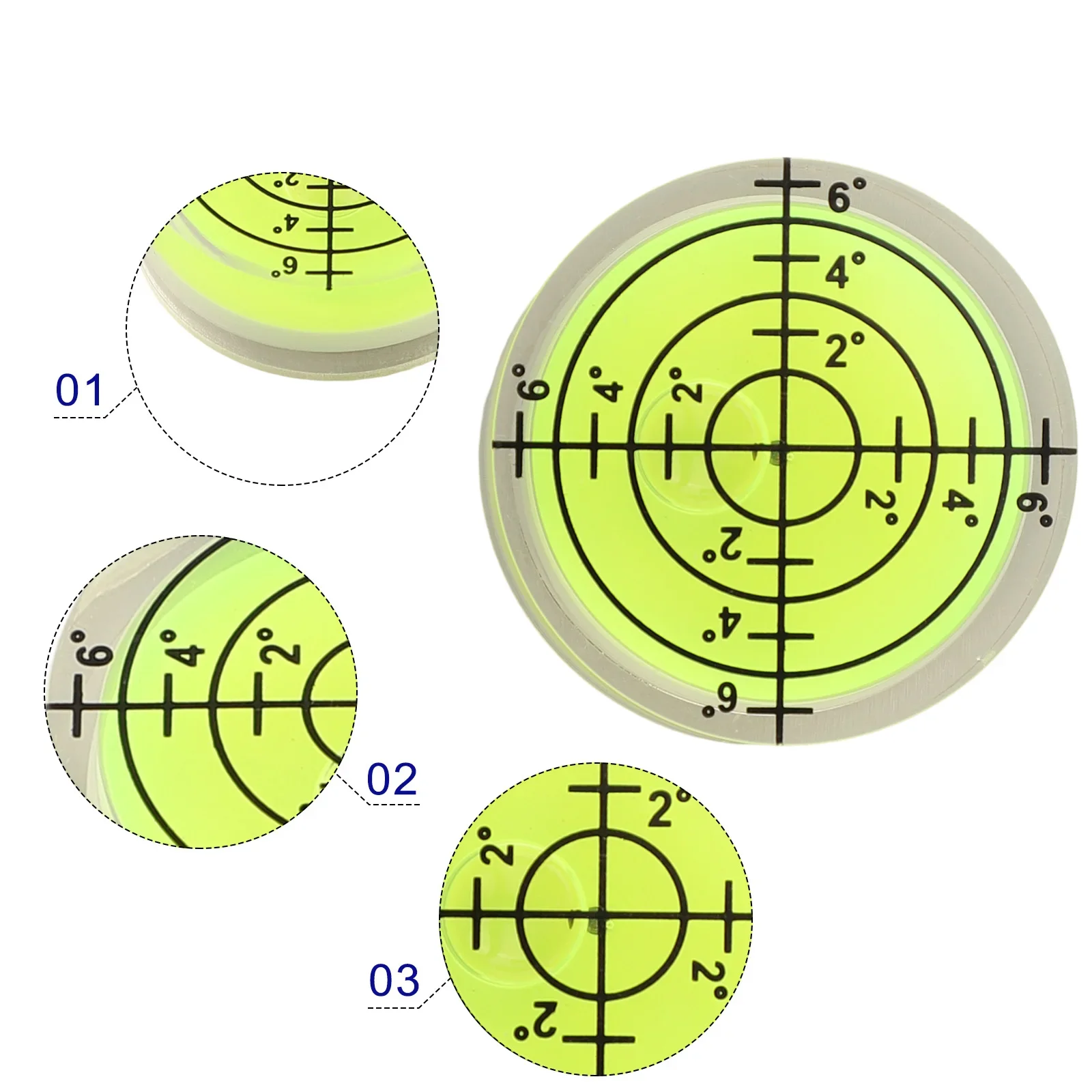 Nivel de burbuja de 32mm, nivel de marcado de grados para nivel de burbuja de espíritu, medidor de medición Circular redondo, 2 uds.