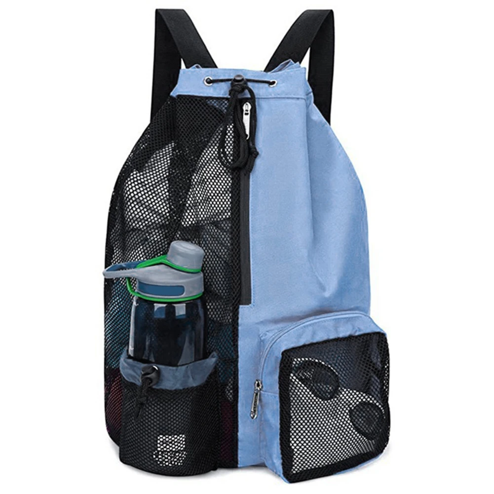Mesh Drawstring Backpack Mesh Swim Bag Lightweight Swimming Sports Bag Waterproof Adjustable Strap for Beach Holidays