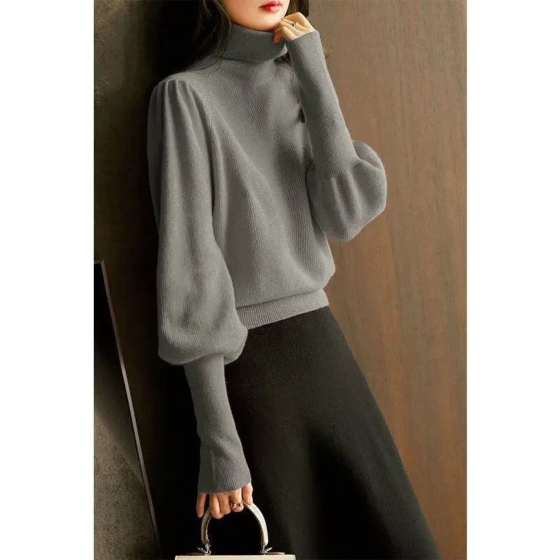 Small Slim Base Sweater Women's Winter 2024 New Style High-necked Top With a Built-in