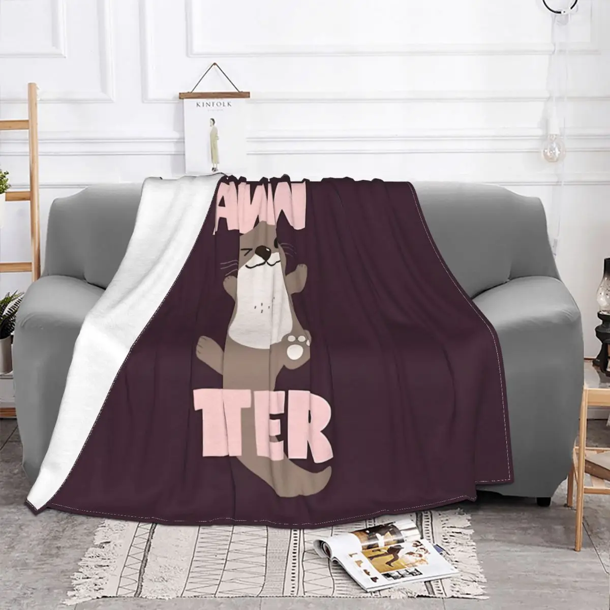 Cute Kawaii Awwtter Otter Pet Lover Blanket Fleece All Season Multifunction Thin Throw Blankets For Sofa Bedspread