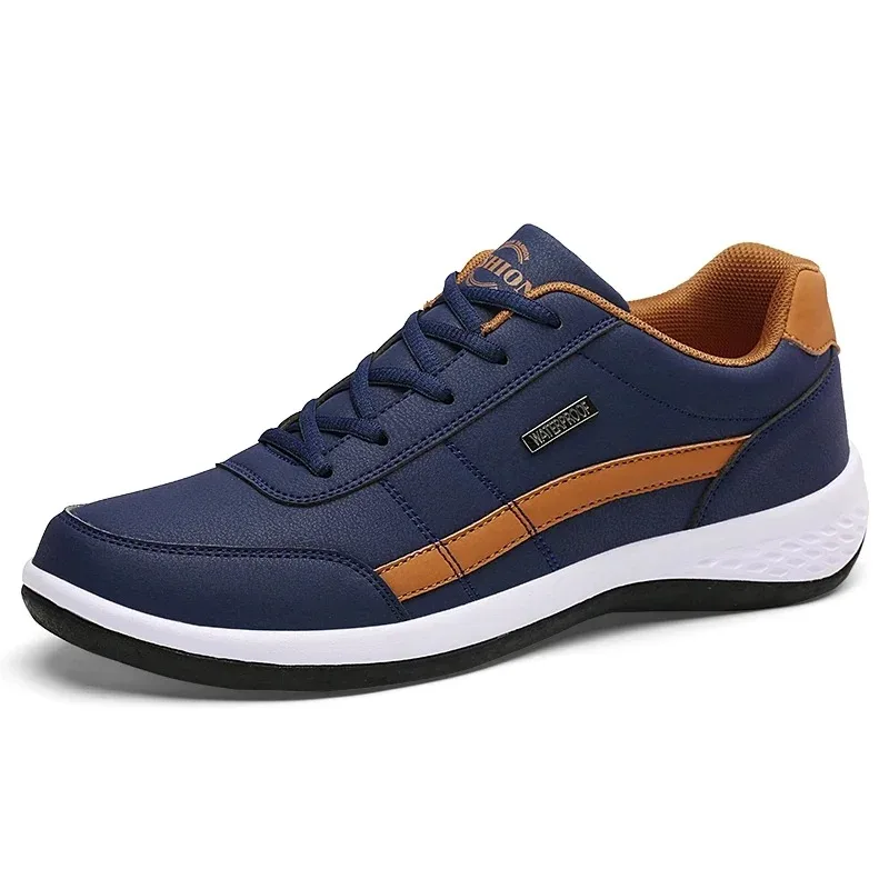 Zapatillas de cuero para hombre, zapatos informales de tendencia, italianos, transpirables, antideslizantes, vulcanizados