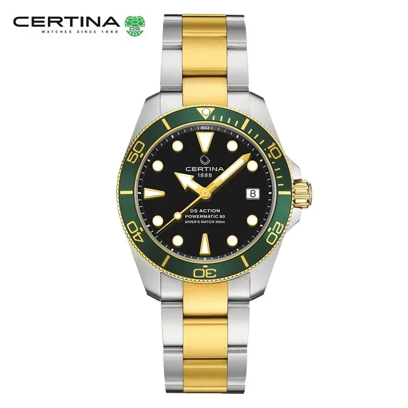 Certina-reloj deportivo para hombre, cronógrafo de cuarzo y acero inoxidable, con diseño de tortuga marina, a la moda, de lujo, resistente al agua, novedad de 2022