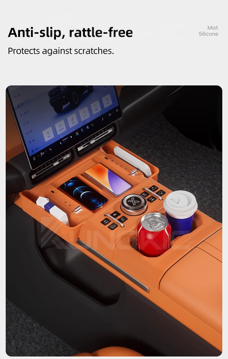 Silikon Mittelkonsole Kabellose Ladehalterung Getränkehalter Aufbewahrungsbox Matte für Jetour G700 2026 2027 LHD Auto-Innenausstattung – Detail 5