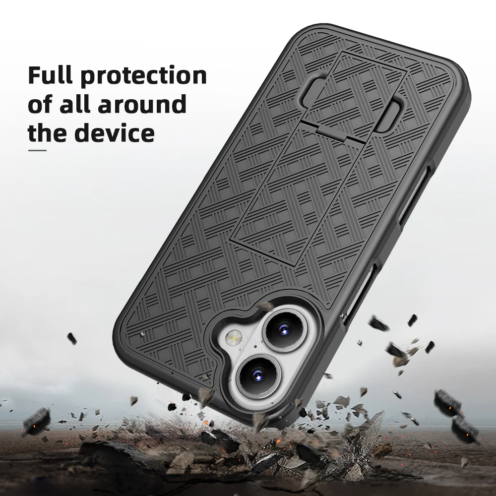 ShockProof Heavy Duty Armour Tough Stand Case With Belt Clip For iPhone 16 Plus 6.7/iPhone 16 6.1 Inch