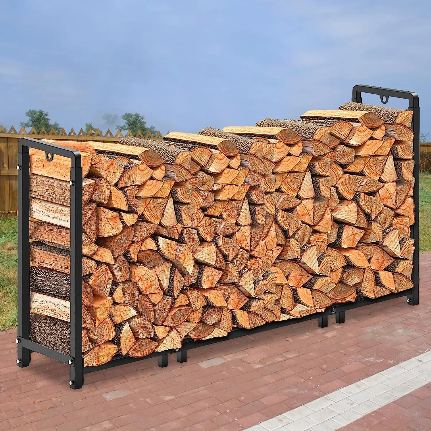 

SELWELL Heavy Duty Adjustable 3-5 ft Double-Layer Powder Coated Log Outdoor Indoor Fireplace Wood Storage Fire Wood Rack