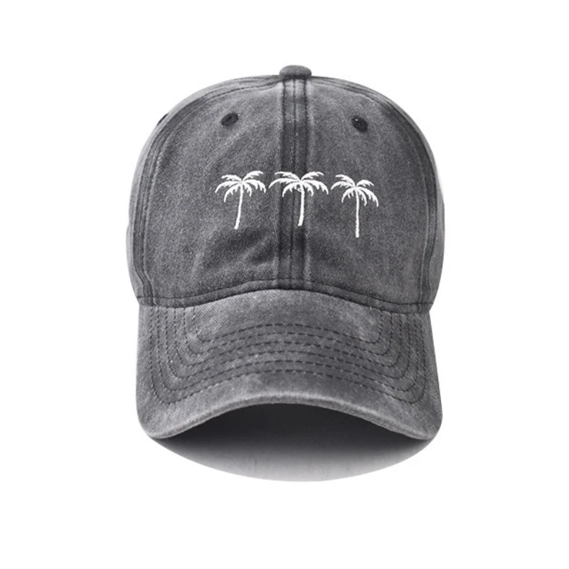 

Coconut Tree Embroidery Baseball Cap for Men & Women Washed Cotton Dad Hat Casual Sun Protection Golf Snapback Caps Dropshippig