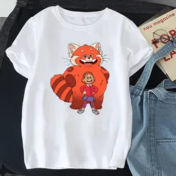 New Cartoon Turning Red T Shirt Girl Graphic Women's Cute Animal Casual Clothes Mei Harajuku Tee Funny Female T-shirts Tops