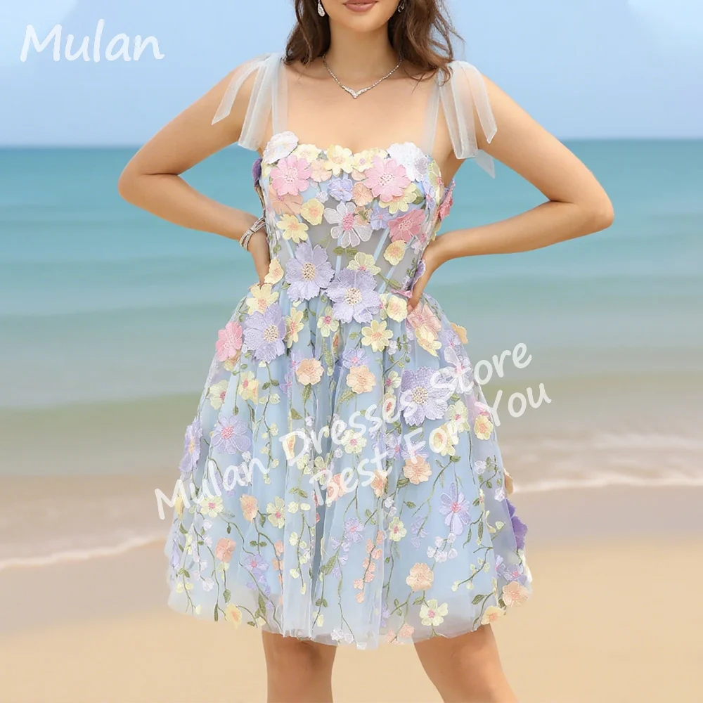 

Customized 3D Flowers Short Homecoming Dresses for Special Events Spaghetti Strap Teenager Woman Party Cocktail Dress Summer