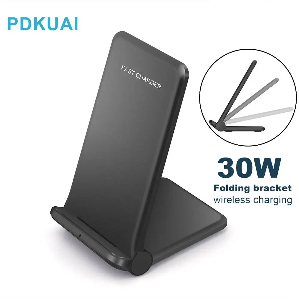 PDKUAI Fast Wireless Charger Foldable Charging Stand 30W For iPhone 16 15 14 13 12 XS Max XR Samsung S24 S23 S22 Galaxy Note 20