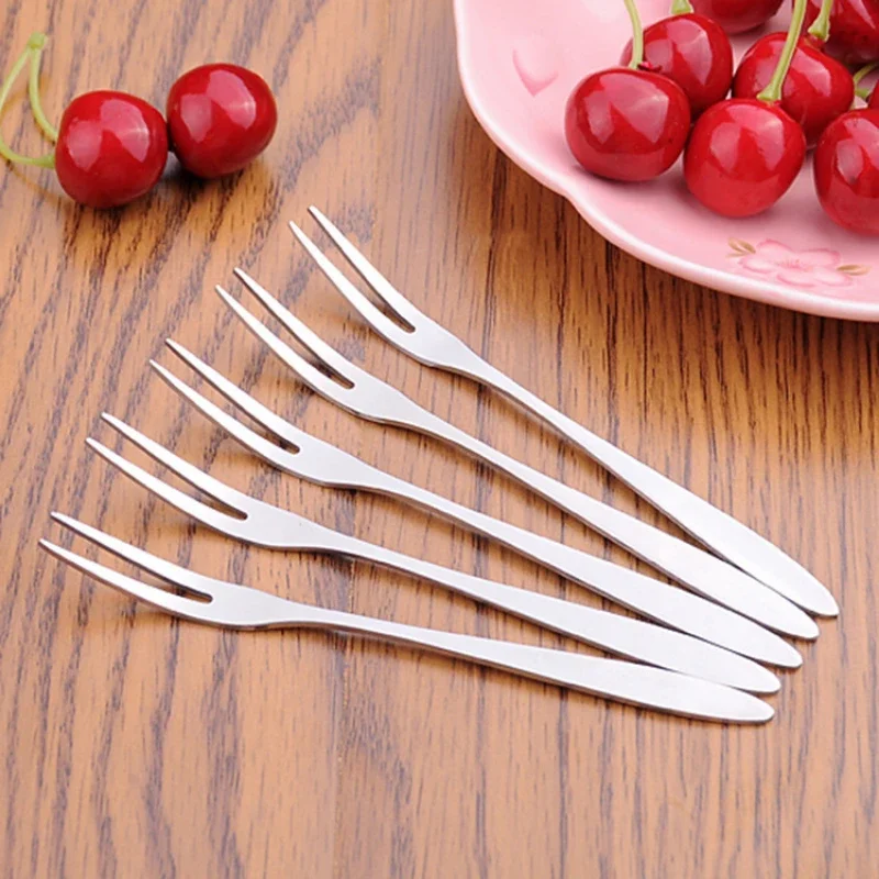 5pcs/10pcs Stainless Steel Fruit Forks For Restaurant Cafeteria Home Party Dessert Fork Lovely Fruit Fork Tableware 13cm