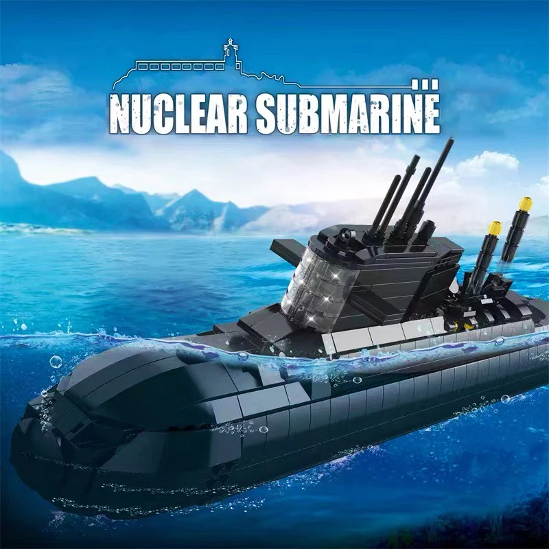 

Military The type 094 Strategic Nuclear Submarine Building Blocks Destroyer Ship Bricks WW2 Soldier Weapon Toys For Kid Gift