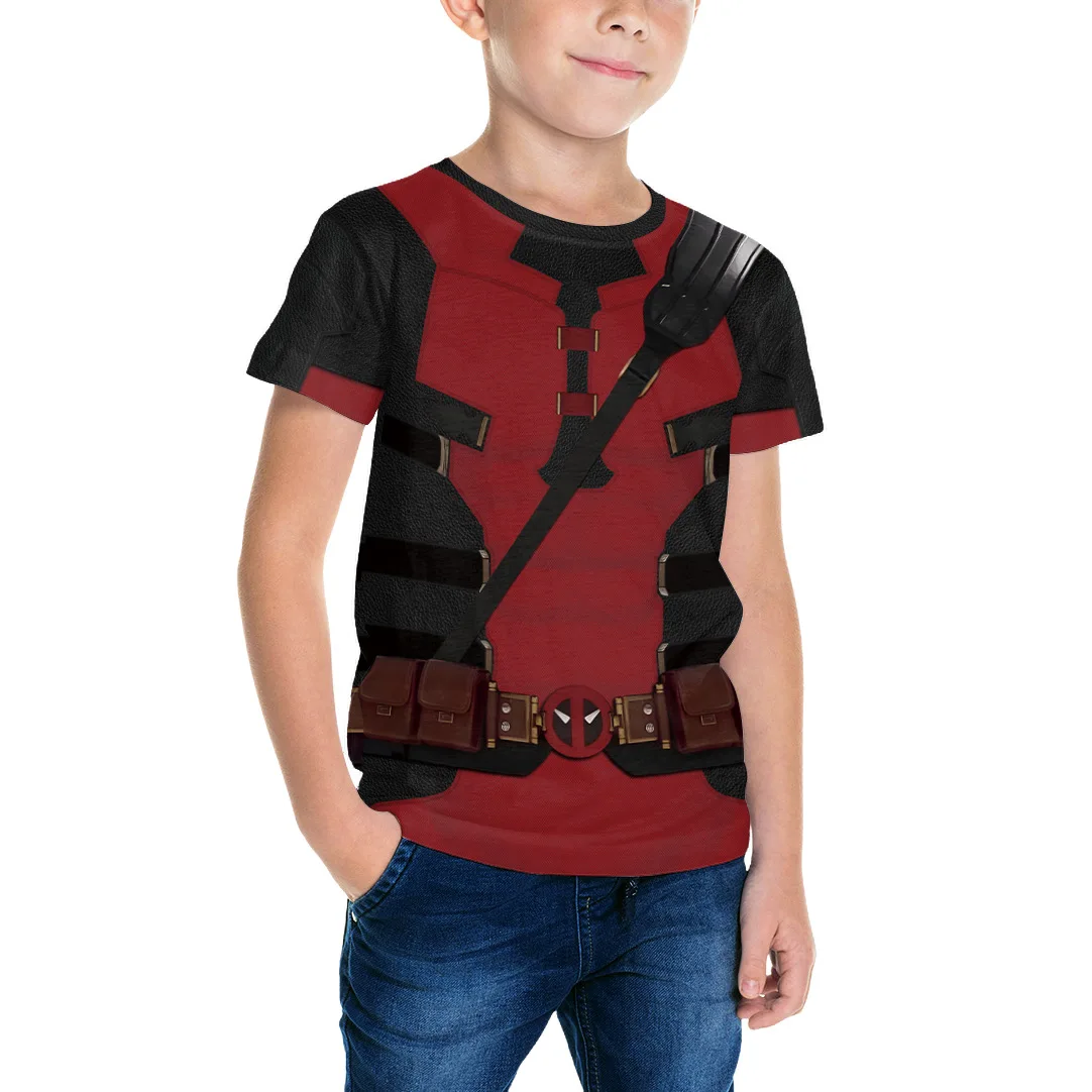 Camiseta de superhéroe para niños, Deadpool Wolverine, ropa deportiva para gimnasio, camiseta de manga corta para Fitness, disfraces para fiesta de Halloween