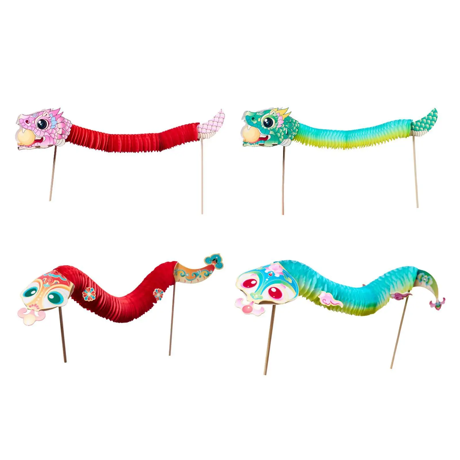 4 Pieces Chinese New Year Snake DIY Material Kits Boys and Girls Themed Party Interactive Toys Fun Child Gifts Educational Toys