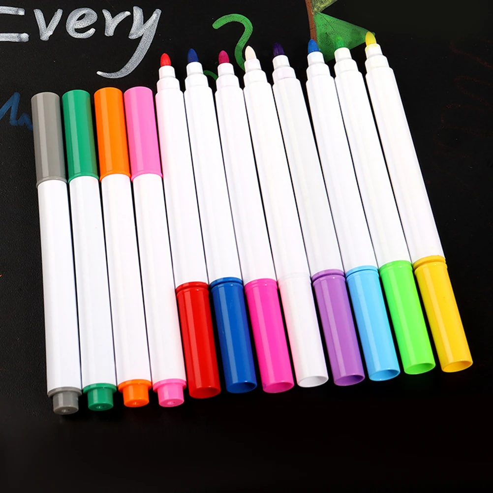 

12 Pcs Erasable Liquid Pen Neon Acrylic with Colors Colored Pens Dark Fabric Transfer Paper Diy Ornament Kit Drawing Board