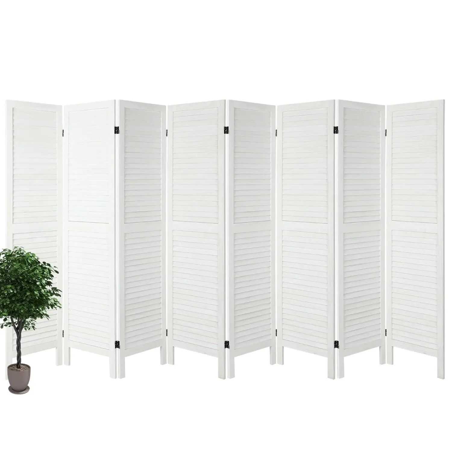 8 Panel Room Dividers and Folding Privacy Screens, Divider for Room Separation, Wood Louvered Divider Wall, Wooden Partition