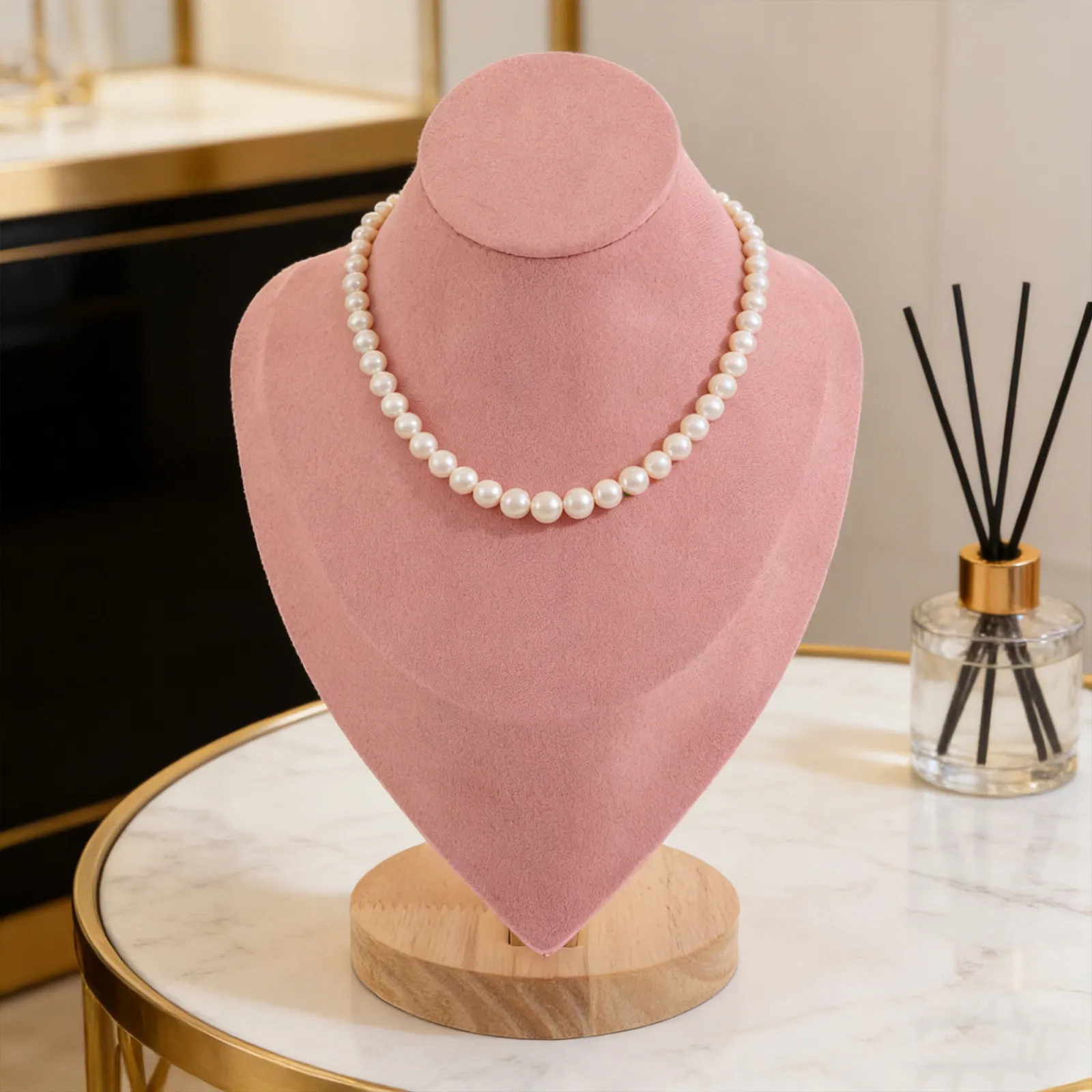 

Розовая подставка-манекен для украшений, элегантный органайзер для кулонов, подставка для демонстрации ожерелий для дома и розничной торговли, хранение цепочек