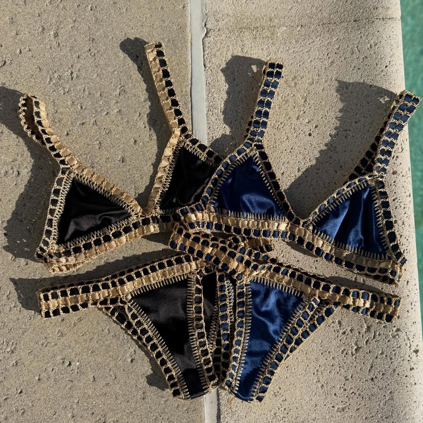 

Вязаный крючком купальник-бикини 2025: сексуальный женский купальник бандо с эффектом пуш-ап, однотонный, с пэчворком, пляжная одежда