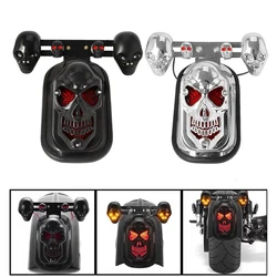 Chrome/Black Skull Motorcycle Rear Brake Lights 12V LED Turn Signal Stop Tail Lamps for Harley Honda Kawasaki BMW Yamaha Benelli