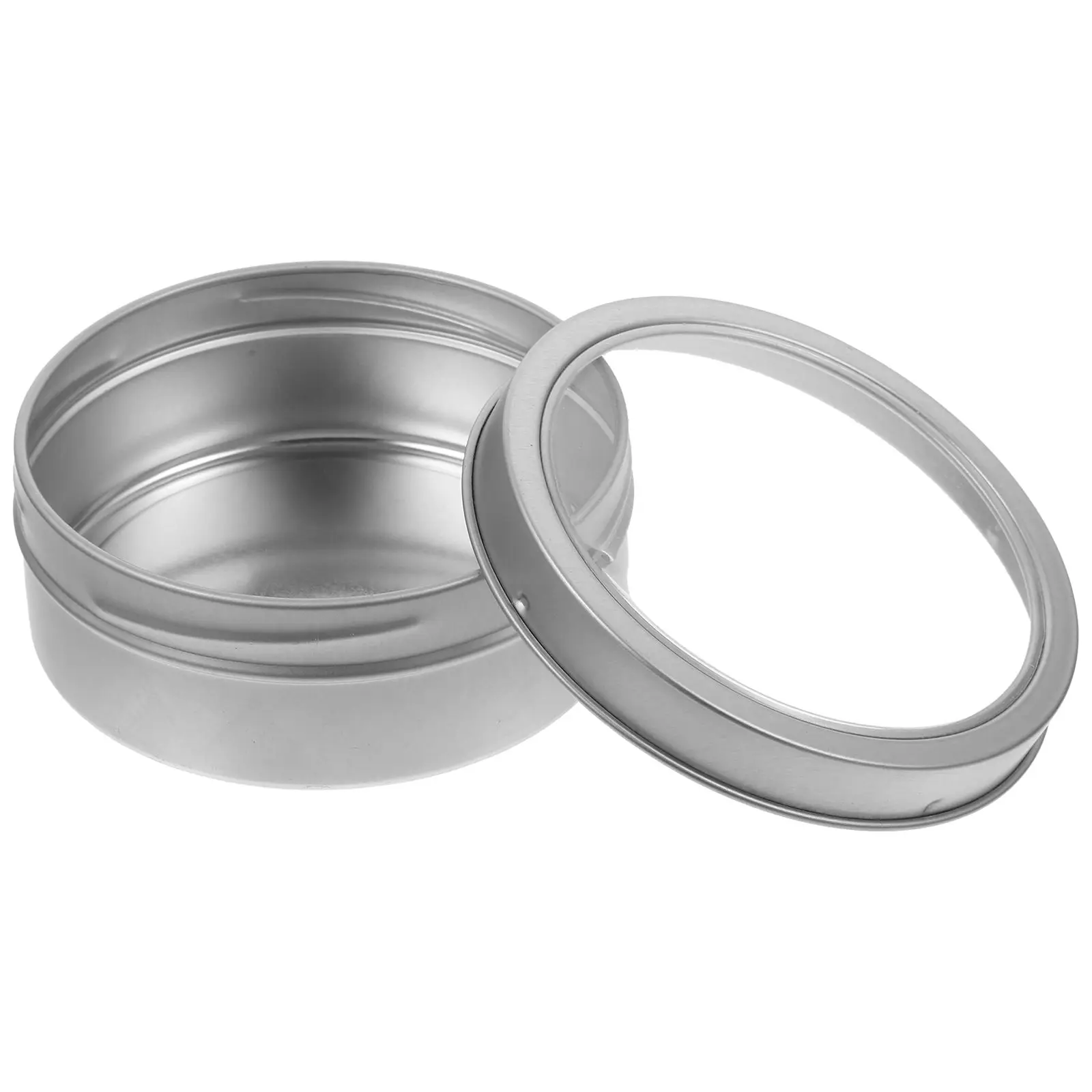 Magnetic Storage Box Silver Round Fridge Kitchen Containers Jars Spice Tins Metal Surface Small Portable Camping Organization