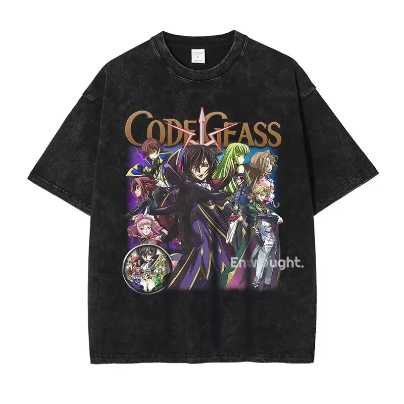 Code Geass Graphic T Shirts Vintage Washed Men Women Short Sleeve T shirt Oversized Unisex Trendy Cotton high quality Breathable