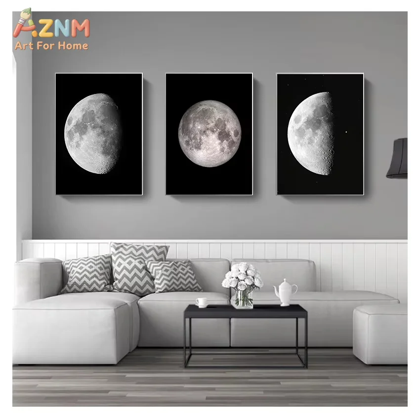 Phase Change on Canvas Painting Astronomy Satellite Home Decor Bedroom Decoration Abstract Moon Poster Prints