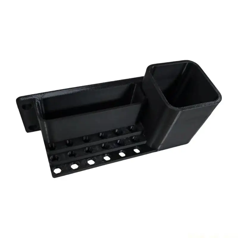 A2BE Wall Mount Tool Box, Plastic Drill Bit Holder with Double Compartments and Front Bit Hole for Garage Workbench
